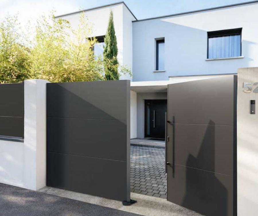 Portail battant noir moderne aluminium